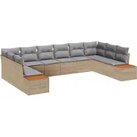 vidaXL Gartensofa-set 10 Stk. 10-Sitzanzahl Beige und Hellgrau