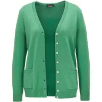 Goldner Strickjacke "Kurzgröße Uni Merino-Cardigan Langarm", Damen, Gr. 22, grün, Obermaterial: 100% Schurwolle WV., Basic, normal, V-Ausschnitt, Rippe, Strickjacken Strickjacke, Rippenbündchen