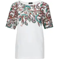 Goldner Kurzarmshirt "Elegantes Shirt mit Paisley-Design", Damen, Gr. 48, weiß (weiß, gemustert), Obermaterial: 100% Polyester PES., gerade, U-Boot-Ausschnitt, Gerade, Shirts Kurzarmshirt, Sonstige