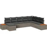 vidaXL Gartensofa-set 9 stk. 8-Sitzanzahl Grau Polyrattan