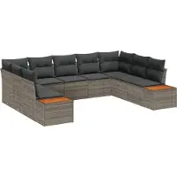 vidaXL Gartensofa-set 5 stk. 9-Sitzanzahl Grau Polyrattan