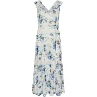 Kaffe Midikleid "Damen Kleid KAelsa", Damen, Gr. 44, N-Gr, blau (blau roses with gardenia aop), Obermaterial: 100% Polyester PES., Kleider Midikleid