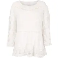 Apricot Blusentop "Besticktes Mesh-Oberteil", Damen, Gr. S (36), weiß, Obermaterial: 64% Baumwolle CO. 36% Viskose CV., unifarben, Blusen Blusentop, in oversized Passform