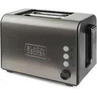 Black & Decker BXTO900E, 2 Scheibe(n), Schwarz, Edelstahl, Tasten, Drehregler, 900 W, 1,38 kg, 13,7 cm