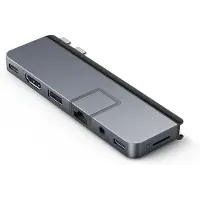 HyperDrive DUO PRO 7-in-2 USB-C Hub, USB Typ-C, 3.5mm, HDMI, RJ-45, Thunderbolt 4, USB 2.0, USB Typ-C, MicroSD (TransFlash), 104 Mbit/s, 60 Hz, Grau