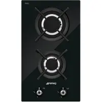 Smeg Classic PV332CN, Schwarz, Integriert, 30 cm, Gaskochfeld, Glas, 2 Zone(n)