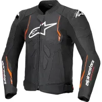 Alpinestars Dusk Airflow perforierte Motorrad Lederjacke, schwarz/neon-rot, 60