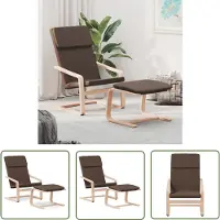 The Living Store Relaxsessel mit Hocker Dunkelbraun Stoff
