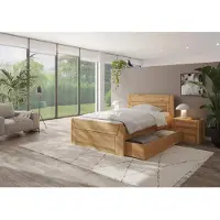 Home affaire Massivholzbett "Vouillé ausgestattet mit einem Bettschubkasten", beige (kernbuche), B:109cm H:106cm L:210cm, Betten, Massivholzbett, wahlweise in Kernbuche oder Wildeiche erhältlich