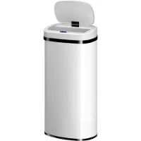 Juskys Automatik Mülleimer mit Sensor 70L rechteckig - elektrischer Deckel - Weiß