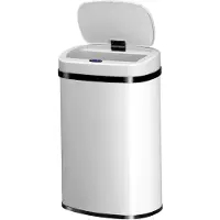 Juskys Automatik Mülleimer mit Sensor 50L rechteckig - elektrischer Deckel - Weiß