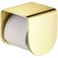Hansgrohe AXOR UNIVERSAL Accessories Toilettenpapierhalter, softsquare, mit Ablage, 42436250, Farbe: Brushed Gold Optic