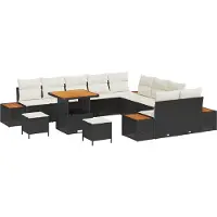 vidaXL Gartensofa-set 13 Stk. 12-Sitzanzahl Schwarz Poly Rattan