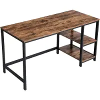 Vasagle Schreibtisch vintagebraun-schwarz, Schreibtisch, Homeoffice, Gerade, Rechteckige Form, Braun, Partikelbord
