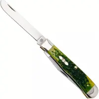 Case Knives Case Trapper Green Apple Bone 27860, Peach Seed Jig, 6254 Stainless Steel, Taschenmesser