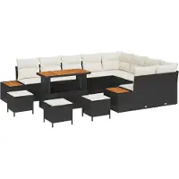 vidaXL Gartensofa-set 13 stk. 12-Sitzanzahl Schwarz Poly Rattan