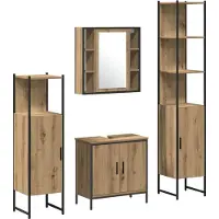 vidaXL Badezimmermöbel-Set 4 Stk. Braun Holzwerkstoff