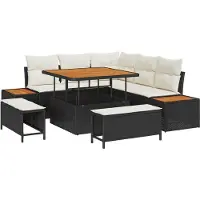 vidaXL Gartensofa-set 8 stk. 7-Sitzanzahl Schwarz Poly Rattan