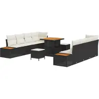 vidaXL Gartensofa-set 11 stk. 10-Sitzanzahl Schwarz Poly Rattan