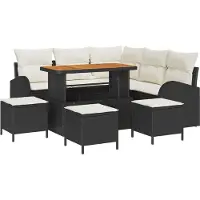 vidaXL Garten-Sofa-Set 9 stk. 8-Sitzanzahl Schwarz und Creme
