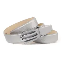 Anthoni Crown Ledergürtel , Damen, Gr. 105, silber, Rindsleder, unifarben, Gürtel Ledergürtel, in glänzender Optik, leicht bombiert mit auffallender Schließe