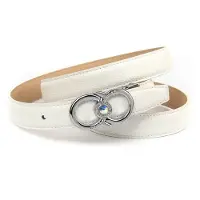 Anthoni Crown Ledergürtel , Damen, Gr. 85, weiß, Rindsleder, unifarben, Gürtel Ledergürtel, Eleganter Klassiker mit Glitzersteinen, leicht bombiert