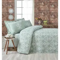 L'essentiel Maison , Pure - Water Green, Tagesdecken, Seegrün, Baumwolle, 240 x 220 cm