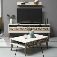 Skye Decor , Line - Cream, Wohnzimmermöbel-Set, Creme, 100 % MELAMINBESCHICHTETE SPANPLATTEN, 150 x 30 x 50 cm