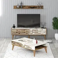 Skye Decor , Valensiya 140 - Walnut, White, Marble, Wohnzimmermöbel-Set, Nussbaum, 100 % MELAMINBESCHICHTETE SPANPLATTEN, 140 x 45 x 35 cm