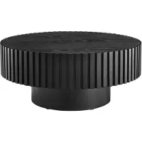 SalesFever Couchtisch "rund mit Massivholz-Lamellen Ø 80 cm", schwarz, B:80cm H:34cm T:80cm, MDF, Esche massiv, Holzfurnier, Tische, Couchtisch, Moderner Holztisch fürs Wohnzimmer mit Echtholzfurnier