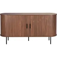 Möbilia Sideboard | 2 Schiebetüren | B 140 x T 40 x H 76 cm | walnuss – schwarz | 32020001 | Serie SIDEBOARD