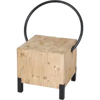 Mendler Esszimmerstuhl HWC-L76, Besucherstuhl Hocker, Industrial Metall Massiv-Holz MVG-, natur