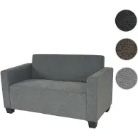 Mendler 2er Sofa Couch Lyon Loungesofa Stoff/Textil grau