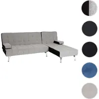 Mendler Schlafsofa HWC-K22, Couch Ecksofa Sofa, Liegefläche links/rechts Schlaffunktion 236cm Stoff/Textil hellgrau, schwarz