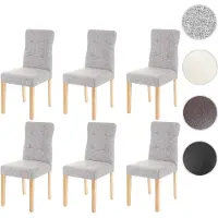 Mendler 6er-Set Esszimmerstuhl HWC-E58, Stuhl Essstühle Stoff/Textil grau, helle Beine