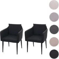 Mendler 2er-Set Esszimmerstuhl HWC-H93, Küchenstuhl Lehnstuhl Stuhl Kunstleder schwarz