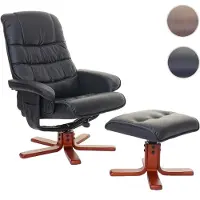 Mendler Relaxsessel HWC-E30, Fernsehsessel Liegesessel TV-Sessel mit Hocker, - Kunstleder schwarz
