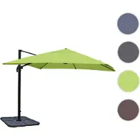 Mendler Gastronomie-Ampelschirm HWC-A96, 3x3m (Ø4,24m) Polyester Alu/Stahl 23kg grün mit Ständer