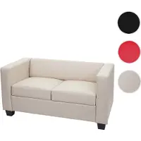 Mendler 2er Sofa Couch Loungesofa Lille Leder, creme