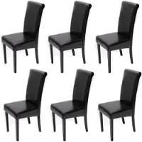 Mendler 6er-Set Esszimmerstuhl Stuhl Küchenstuhl Novara II, Leder schwarz, dunkle Beine
