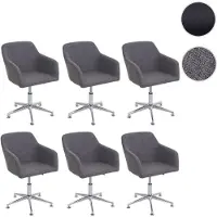 Generique 6er-Set Esszimmerstuhl HWC-A74, Drehstuhl Loungesessel, höhenverstellbar Textil, grau