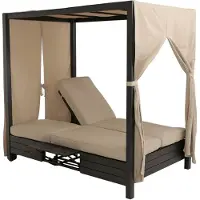 Mendler Aluminium Lounge-Gartenliege HWC-O18, XL Sonnenliege Bali-Liege Daybed, 10cm-Polster 193x126x204cm s