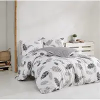 L'essentiel Maison , Plume - Grey, Ranforce Doppel-Bettbezug-Set, Grau, 100 % BAUMWOLLE RANFORCE, 200 x 220 cm