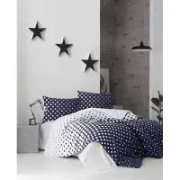 L'essentiel Maison , Puanline - Dark Blue, Ranforce Einzelbettbezug-Set (FR), 100 % BAUMWOLLE RANFORCE, Dunkelblau, 140 x 200 cm