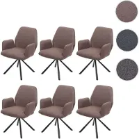 Mendler 6er-Set Esszimmerstuhl HWC-H71, Küchenstuhl Lehnstuhl Stuhl, Stoff/Textil Stahl braun