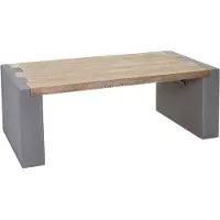 Mendler Couchtisch HWC-A15, Wohnzimmertisch, Beton-Optik Tanne Holz rustikal massiv MVG- 46x122x60cm