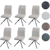 Mendler 6er-Set Esszimmerstuhl HWC-N99, Küchenstuhl, drehbar Auto-Return, Stoff/Textil Chenille (340g/m²) creme
