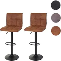 Mendler 2er-Set Barhocker HWC-B13, Barstuhl Tresenhocker, WildKunstleder MVG- vintage hellbraun