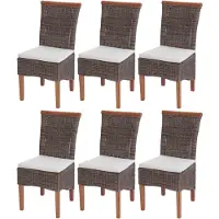 Generique 6er-Set Esszimmerstuhl Savona, Stuhl Küchenstuhl, Rattan mit Sitzkissen