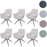 Mendler 6er-Set Esszimmerstuhl HWC-M53, Küchenstuhl Stuhl mit Armlehne, drehbar Auto-Position, Metall Stoff